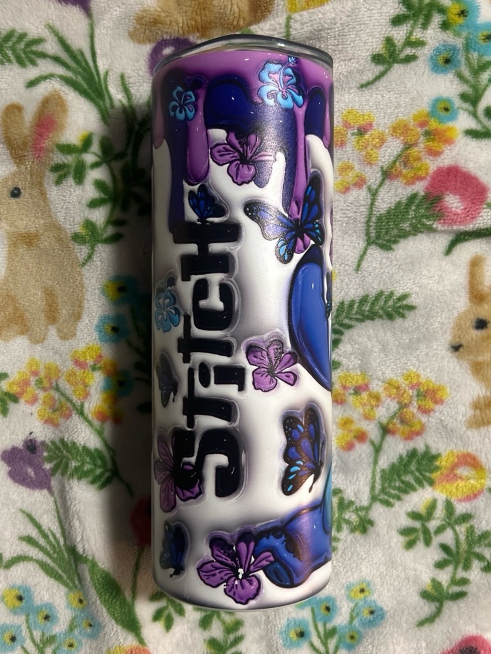 Custom Drip Butterfly Skinny Tumbler - Purple & Blue